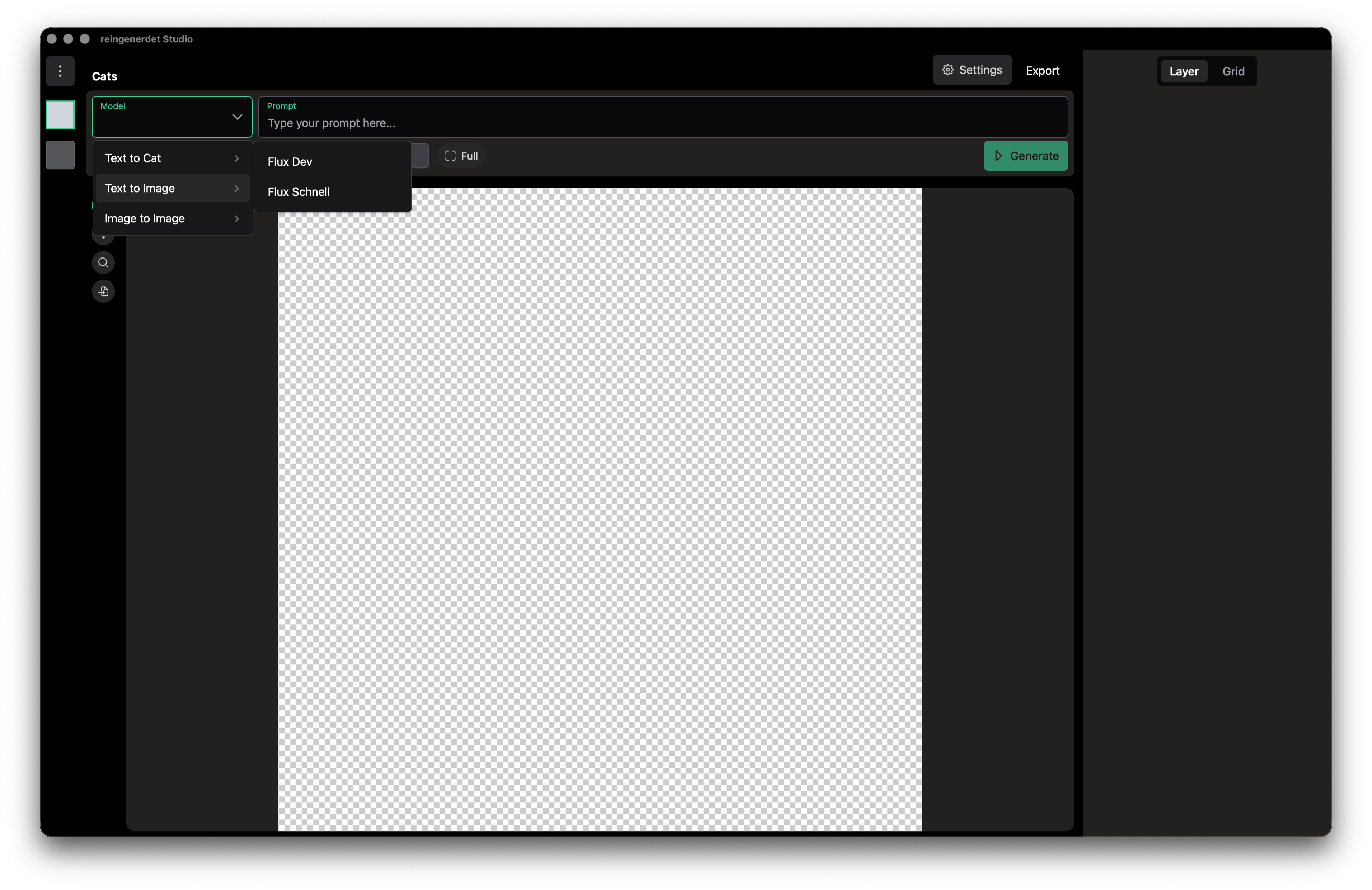 Model selection UI